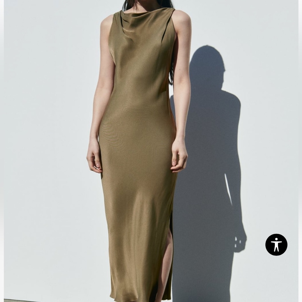 Women Zara SATIN MIDI DRESS